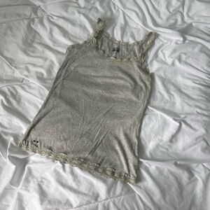 Y2K Converse All Star Grey Lace Tank Top Large